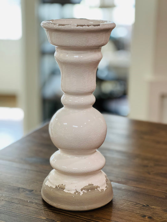 Stoneware Distressed Candle Holder