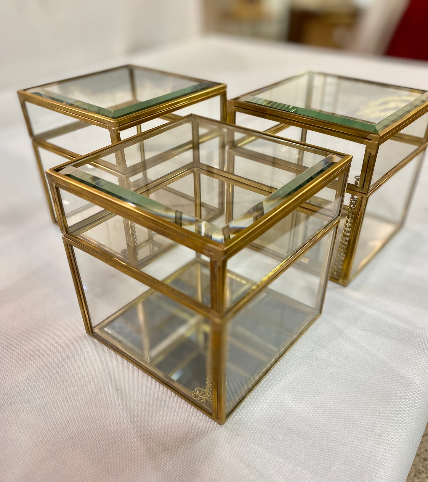 Brushed Brass Square Glass Box