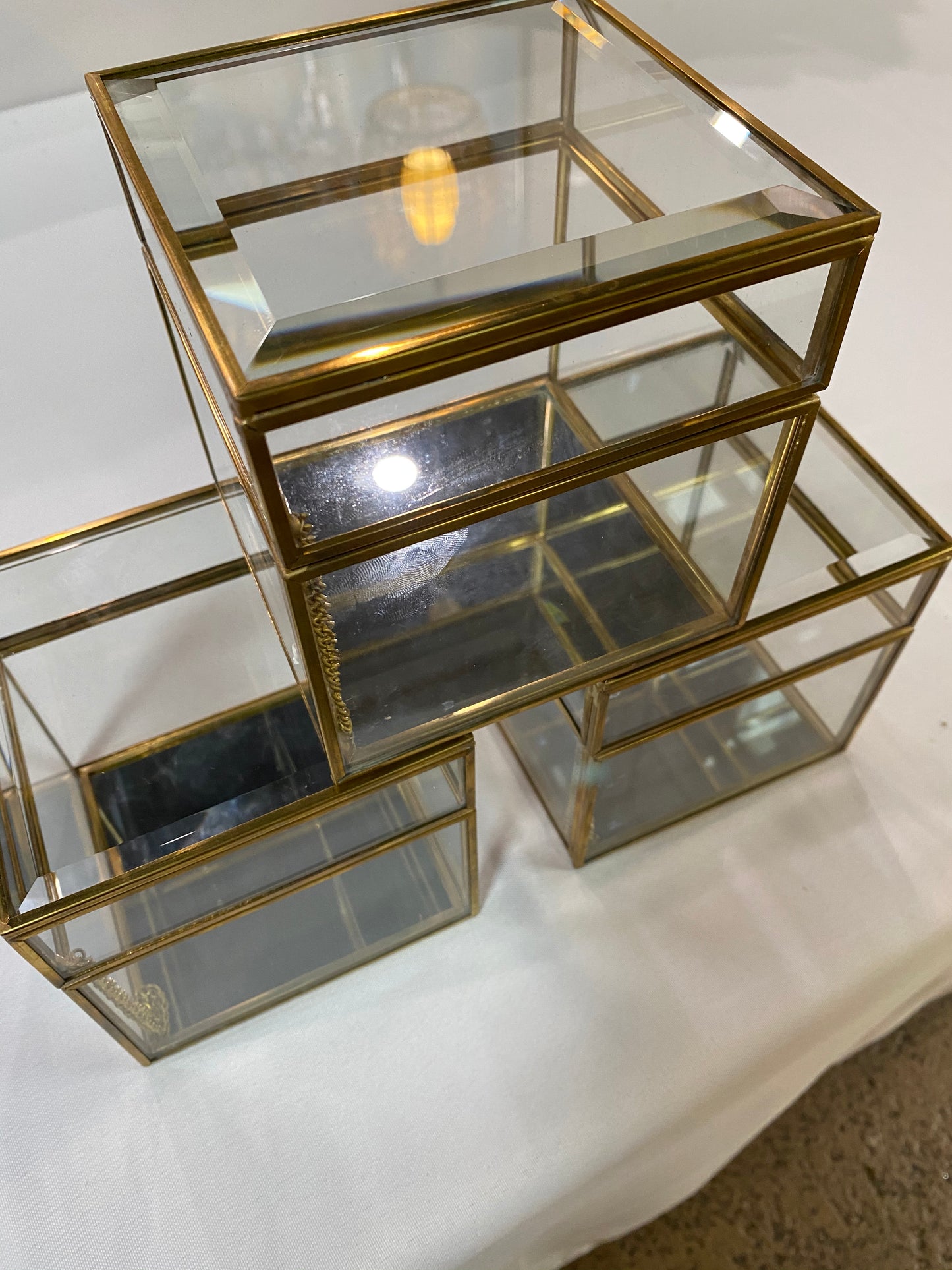 Brushed Brass Square Glass Box