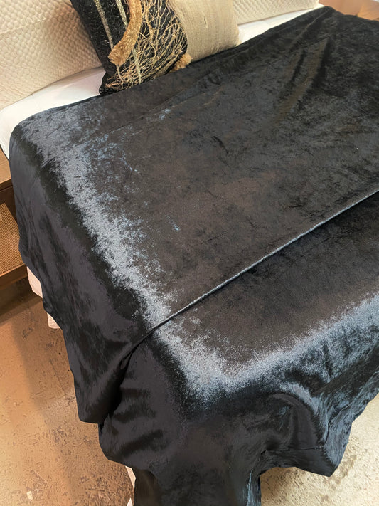 Black Crushed Velvet Throw Blanket, 71" x 100"