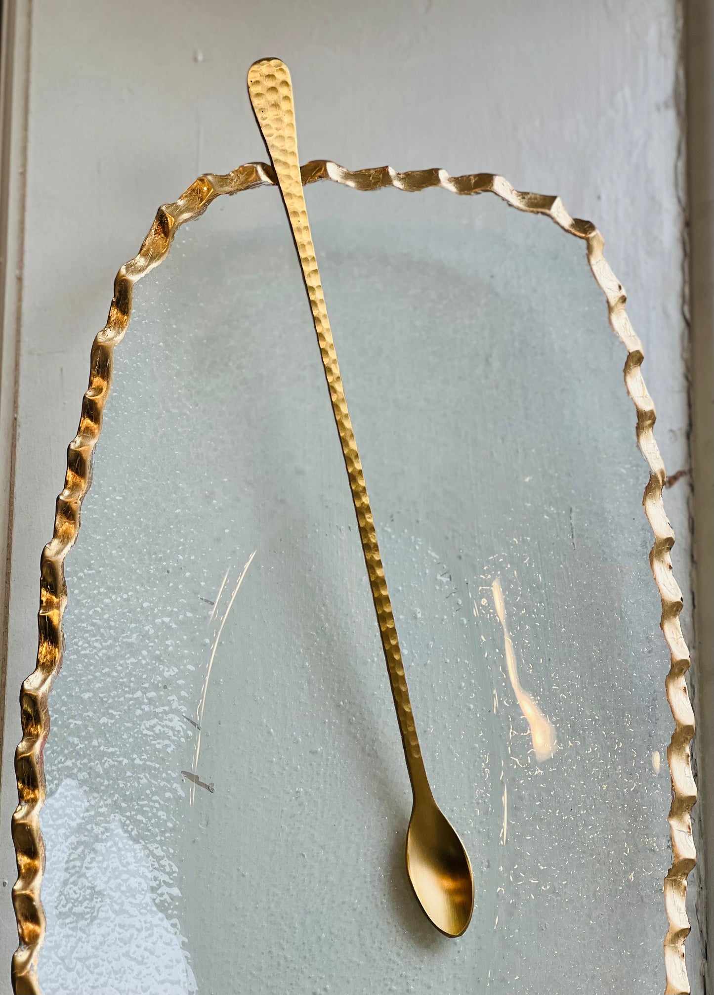Long Hammered Gold Spoon