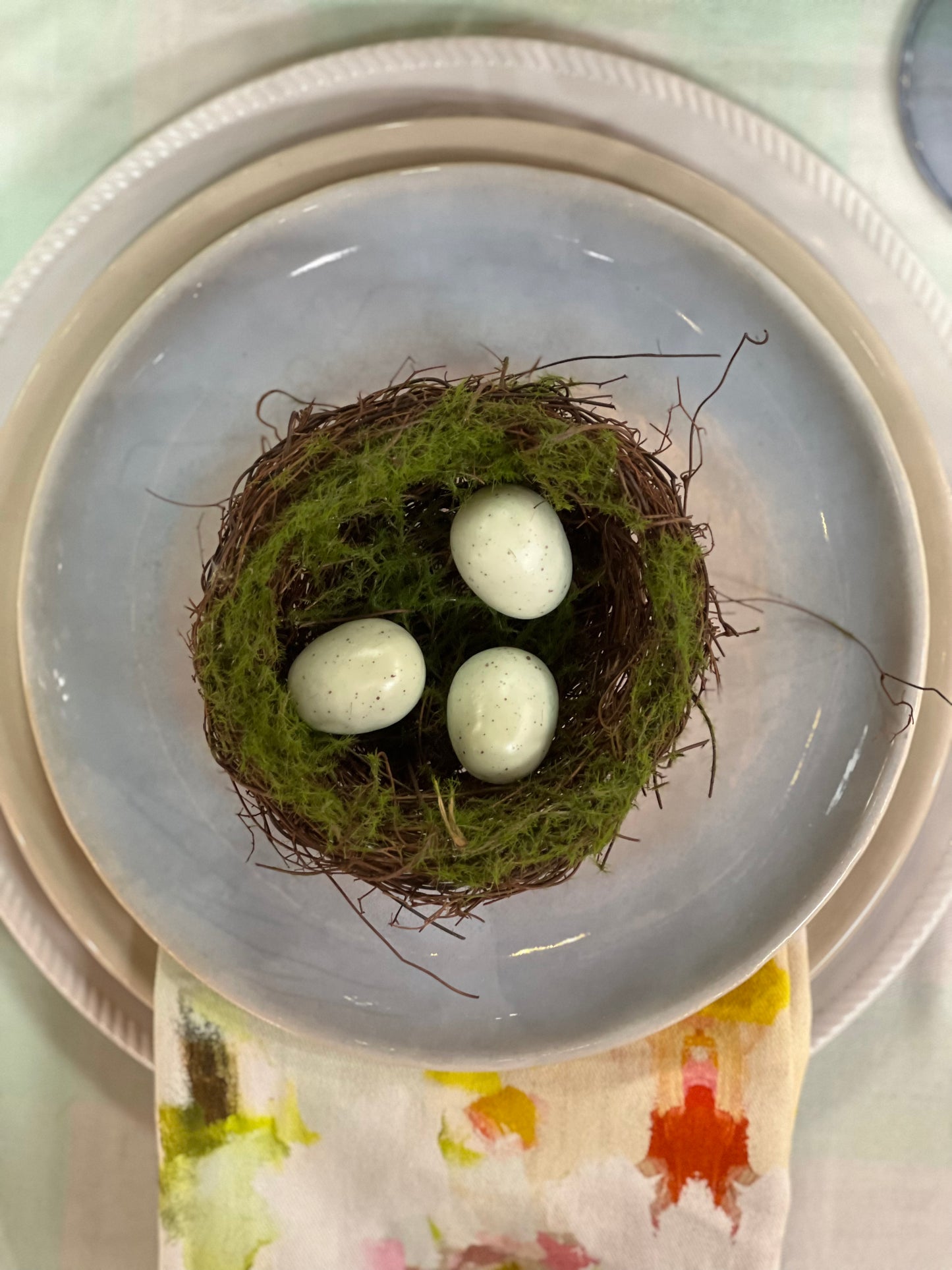 Moss Birds Nest w/Eggs