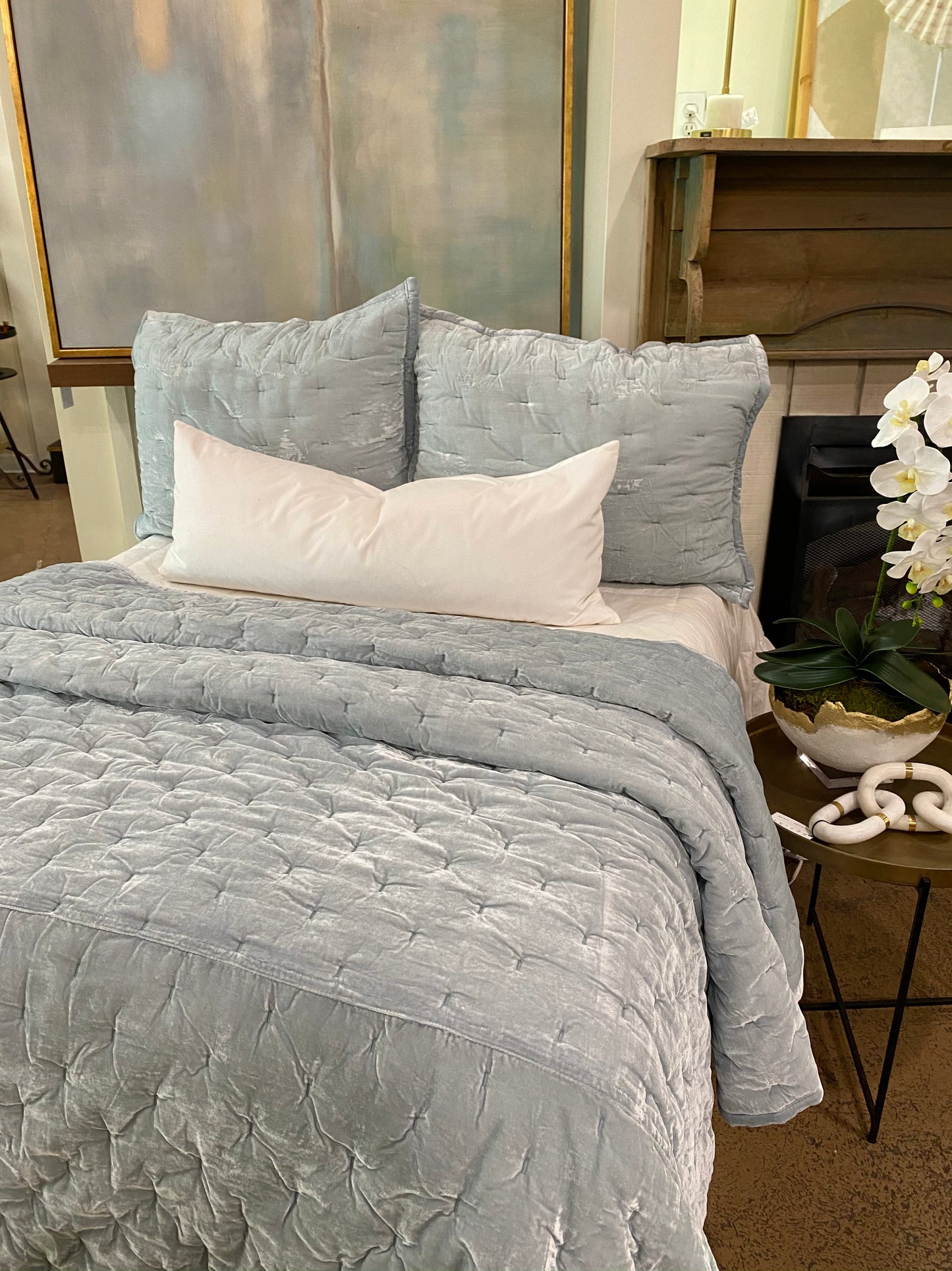 Faux Silk Velvet Quilt Set