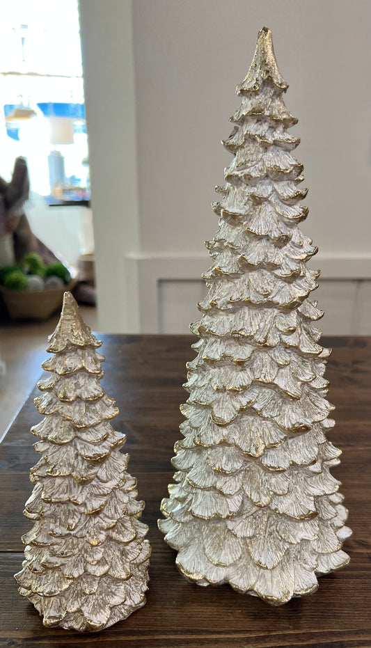 White Gold Resin Christmas Tree, Small