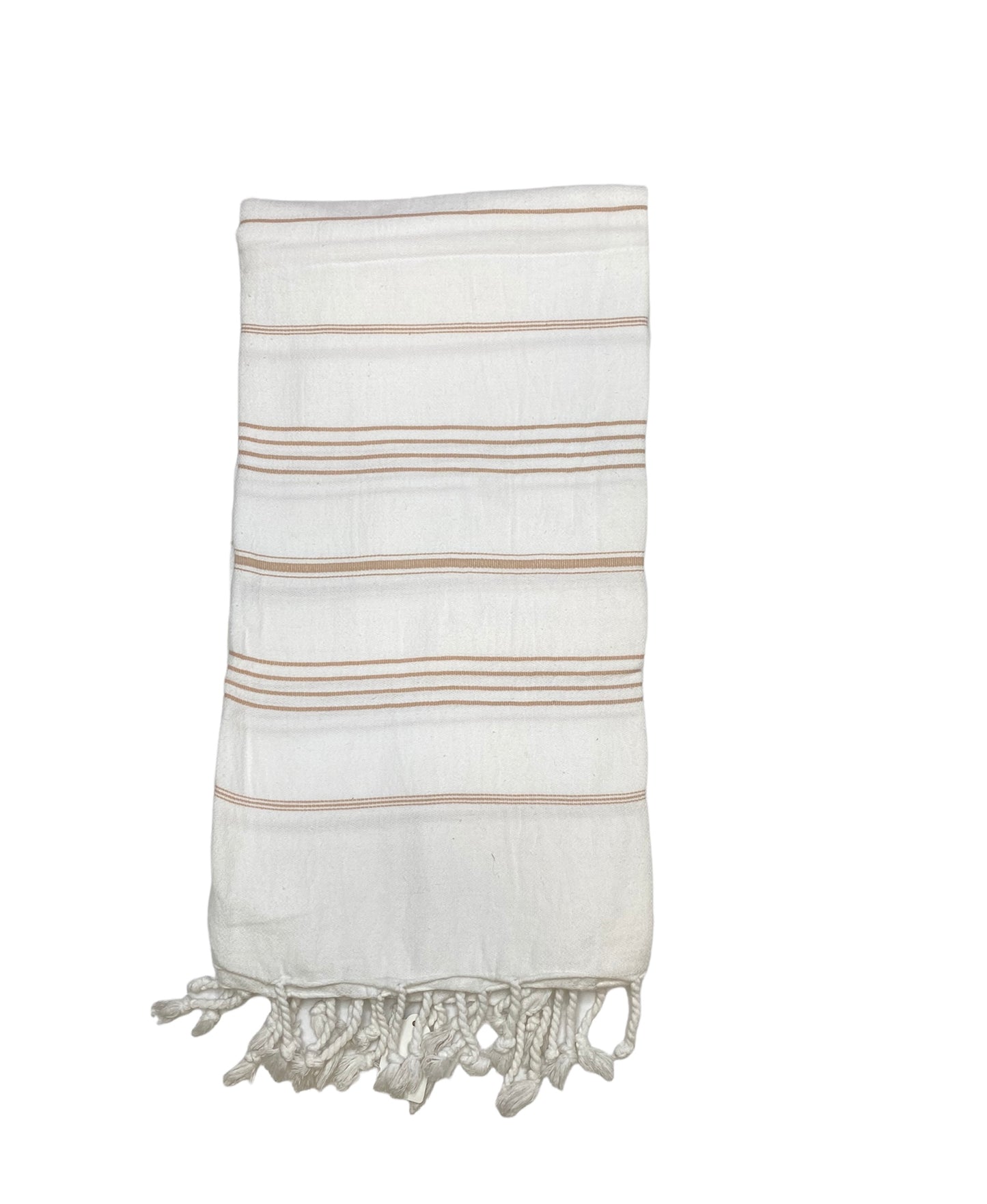 Cream and Tan Striped Turkish Towel/Throw