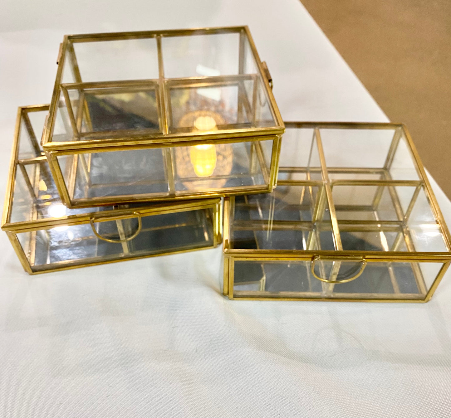Square Glass Box with Glass Dividers
