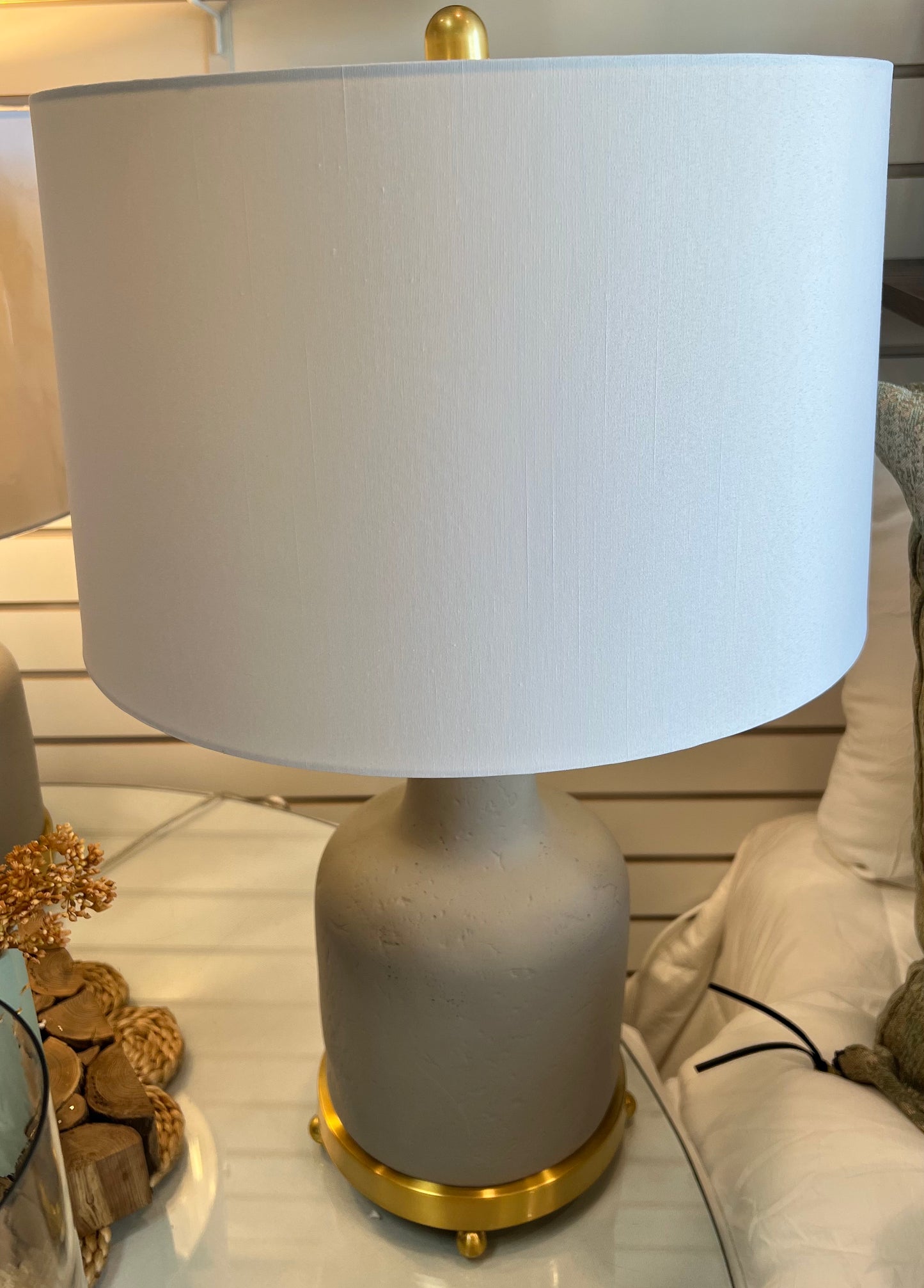 Gray Stone Table Lamp 26"H