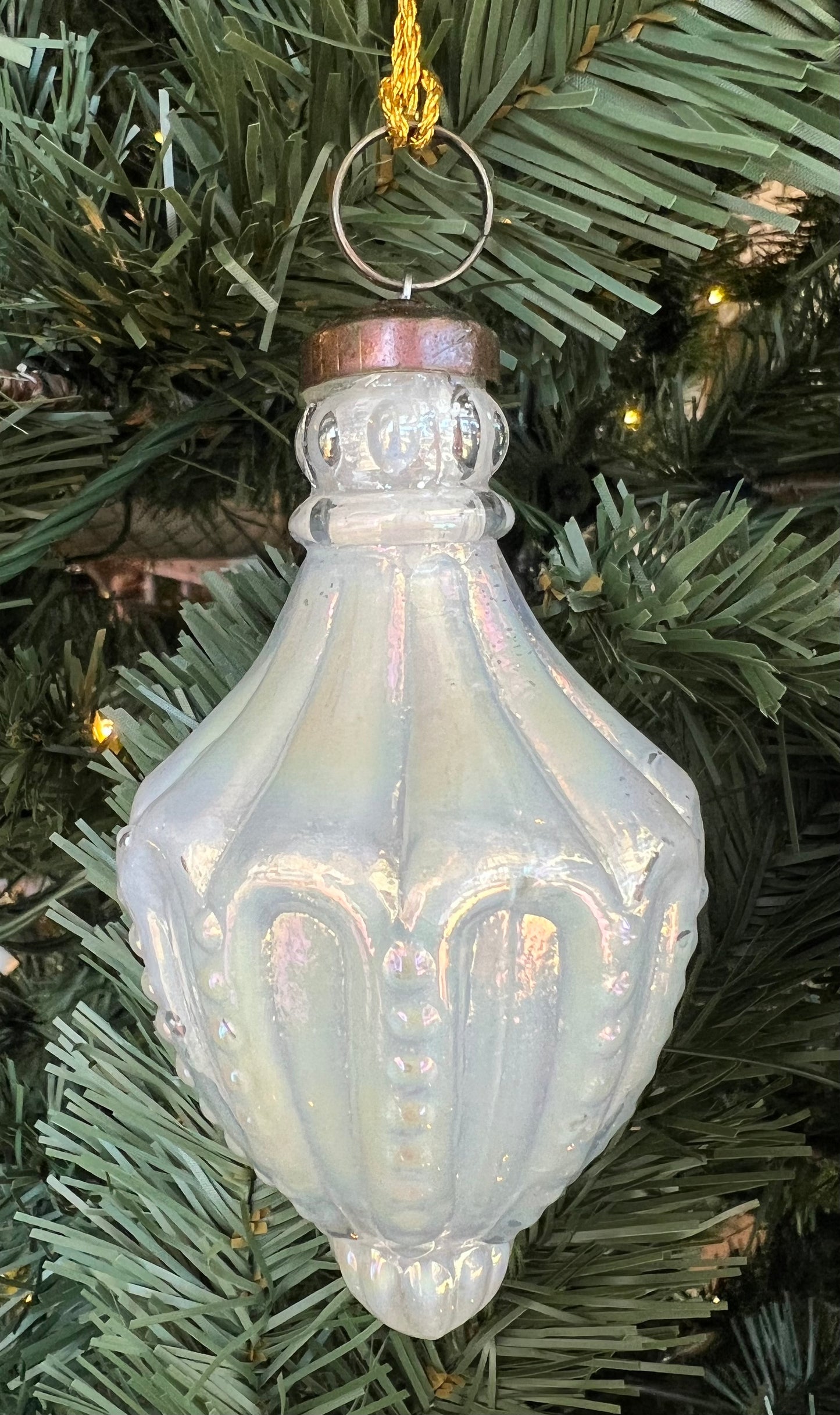 White Shimmery Glass Finial Ornament