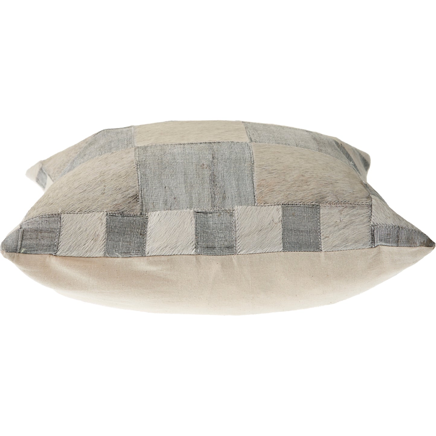 Silver and Gray Check Faux Leather Throw Pillow